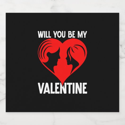 Zal je mijn Valentijn-02 zijn? Sparkling Wijnetiket (Enkel label)