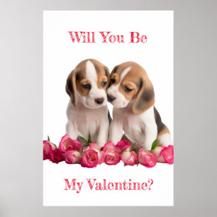 Zal je mijn Valentijn Beagles kussen Poster