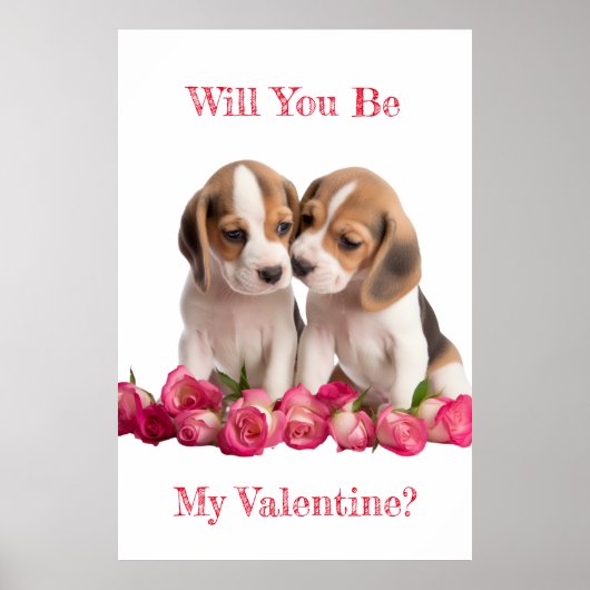 Zal je mijn Valentijn Beagles kussen Poster (Voorkant)