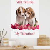 Zal je mijn Valentijn Beagles kussen Poster (Keuken)