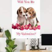 Zal je mijn Valentijn Beagles kussen Poster (Thuiskantoor)