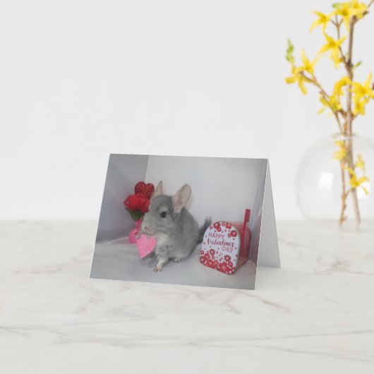 Zal je mijn Valentijn chinchilla zijn? Kaart (Gele Bloem)