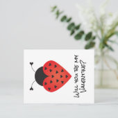 Zal je mijn Valentijn Ladybug Heart Red Black zijn Briefkaart (Staand voorkant)
