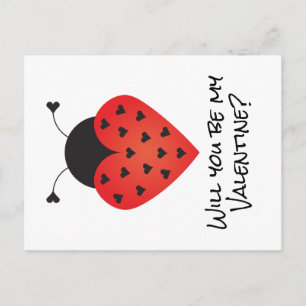 Zal je mijn Valentijn Ladybug Heart Red Black zijn Briefkaart