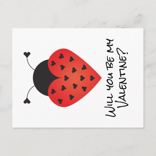 Zal je mijn Valentijn Ladybug Heart Red Black zijn Briefkaart (Voorkant)