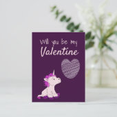 Zal je mijn Valentijn Unicorn Valentijn zijn? Feestdagenkaart (Staand voorkant)
