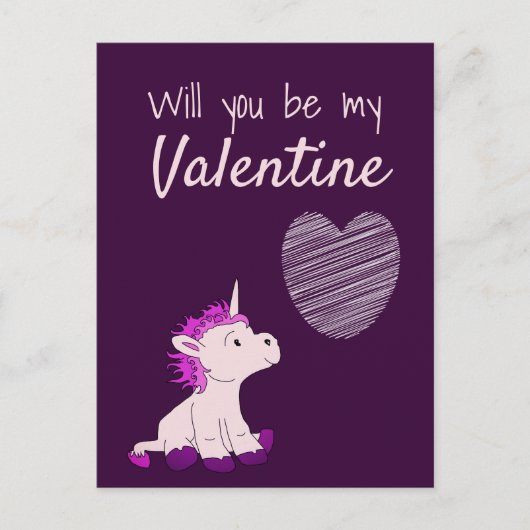 Zal je mijn Valentijn Unicorn Valentijn zijn? Feestdagenkaart (Voorkant)