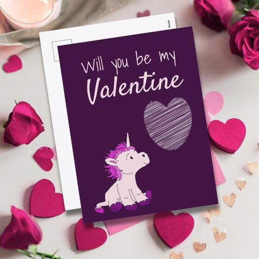 Zal je mijn Valentijn Unicorn Valentijn zijn? Feestdagenkaart