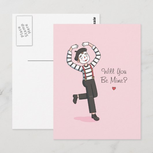 Zal je Mime Doodle zijn, grappige Valentijnsdag? Briefkaart (Voorkant / Achterkant)