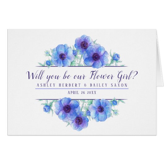 Zal je ons bloemmeisje zijn, een blauwe kaart? (Voorkant Horizontaal)