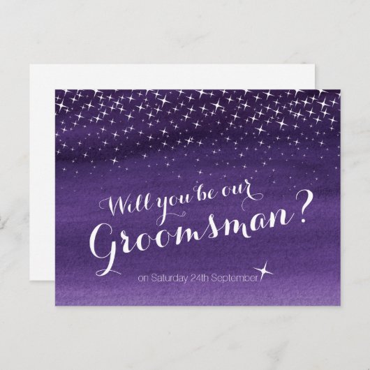 Zal je onze 'sterrenhemelbruiloft' zijn? aankondigingskaart (Voorkant / Achterkant)