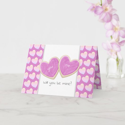 zal je van mij zijn uitgestanste koekjes valentijn kaart (Orchidee)