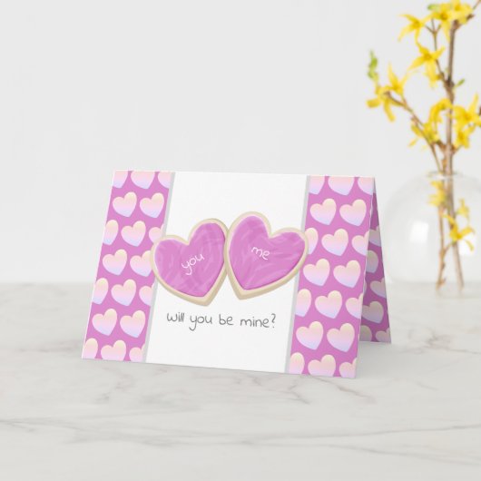 zal je van mij zijn uitgestanste koekjes valentijn kaart (Gele Bloem)