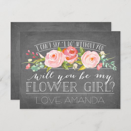 Zal jij mijn Bloemenmeisje worden? | Bridesmaid Kaart (Voorkant / Achterkant)