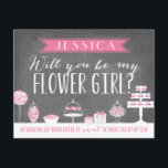 Zal jij mijn Bloemenmeisje worden? | Bridesmaid Kaart<br><div class="desc">Stel je voor aan je bruidsfeestje met deze kaart met een zoet,  snoep thema. "Mijn trouwdag zou niet zo lief zijn zonder jou." Pas de voor- en achterkant aan met uw eigen tekst.</div>