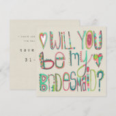 Zal jij mijn Bridesmaid artiest zijn die je downlo Aankondiging (Voorkant / Achterkant)