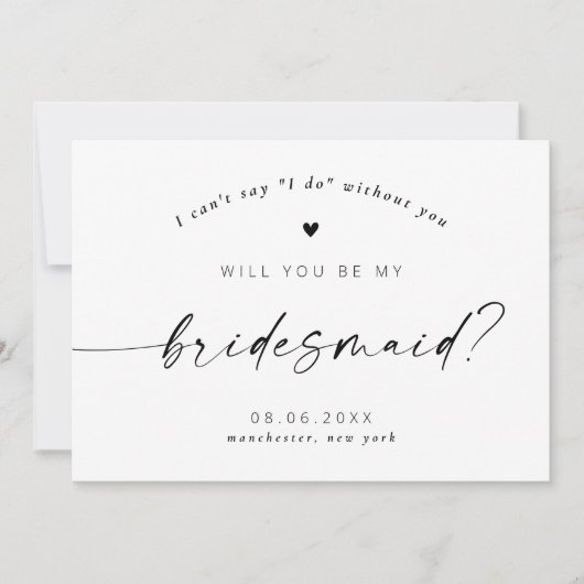 Zal jij mijn Bridesmaid Modern Elegant Script word Kaart (Voorkant)