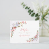 Zal jij mijn Bridesmaid Wildbloemen zijn? Briefkaart (Staand voorkant)