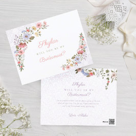 Zal jij mijn Bridesmaid Wildbloemen zijn? Briefkaart
