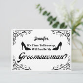 Zal jij mijn bruidegom retro script voorstel zijn? kaart (Staand voorkant)