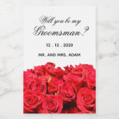 Zal Jij Mijn Bruidsjonker Zijn Rode Rozen Mini Wijn Etiket (Enkel label)