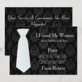 Zal Jij Mijn Bruidsjonker Zijn witte Tie Houten Kaart (Voorkant / Achterkant)