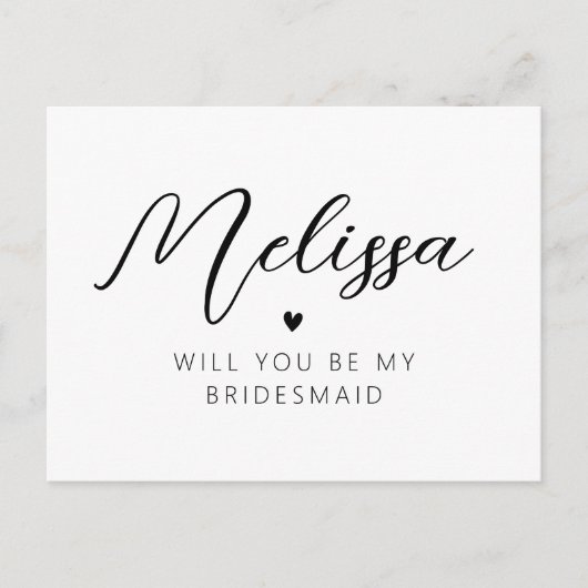 zal jij mijn bruidskaart zijn? briefkaart (Voorkant)