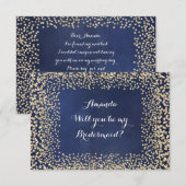 Zal jij mijn bruidsmaïde blauwe marinegoudConfetti Kaart (Voorkant / Achterkant)