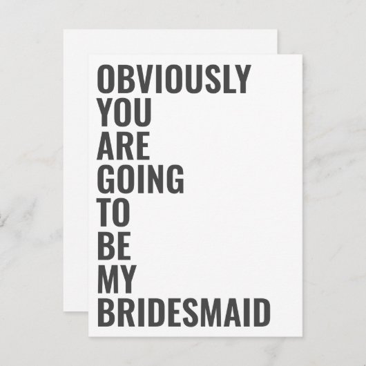 Zal jij mijn bruidsmeisje zijn, dat zal het zeker  uitnodiging briefkaart (Voorkant / Achterkant)