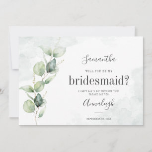Zal Jij Mijn Bruidsmeisje Zijn Eucalyptus Waterver Kaart