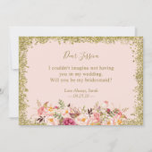 Zal Jij Mijn Bruidsmeisje Zijn Gouden Glitters Blo Kaart (Achterkant)