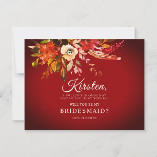 Zal jij mijn bruidsmeisje zijn Herfst Bloem verbra Briefkaart