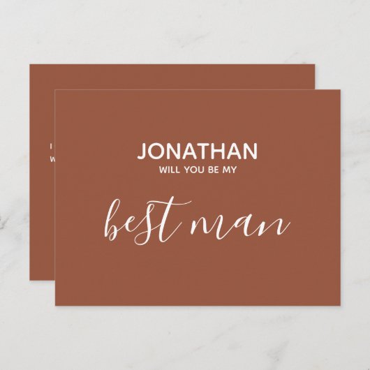 Zal jij mijn getuige zijn, eenvoudig terracotta ui uitnodiging briefkaart (Voorkant / Achterkant)