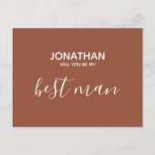 Zal jij mijn getuige zijn, eenvoudig terracotta ui uitnodiging briefkaart (Voorkant)