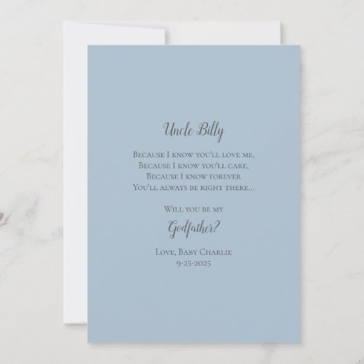 Zal jij mijn godfather volledige fotouitnodiging z kaart (Achterkant)