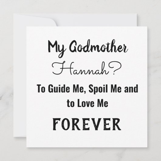 Zal jij mijn godMoeder Baby Feet zijn en Mam Hands Kaart (Achterkant)