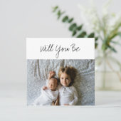Zal jij mijn GodOuder Baby en sibling Foto zijn Kaart (Staand voorkant)