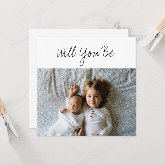 Zal jij mijn GodOuder Baby en sibling Foto zijn Kaart (Voorkant / Achterkant in situ)