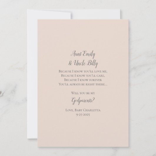 Zal jij mijn godouders volledige foto uitnodigen? kaart (Achterkant)