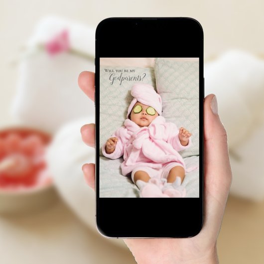 Zal jij mijn godouders volledige foto uitnodigen? kaart