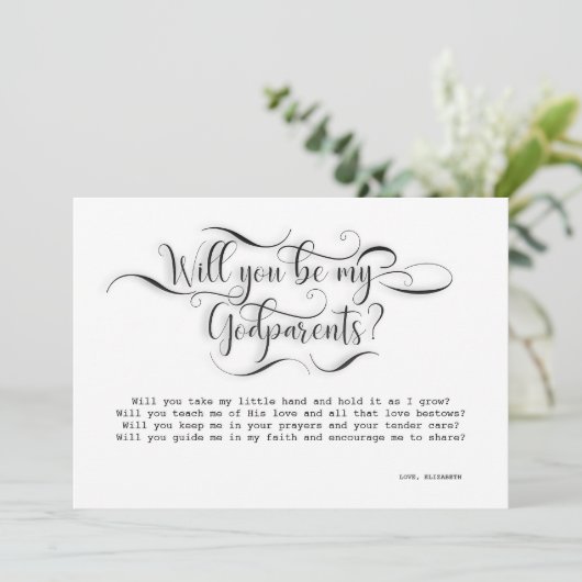 Zal jij mijn godouders zijn die Kaart voorstellen? (Staand voorkant)
