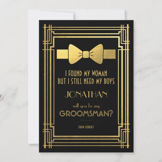 Zal jij mijn Groomsman zijn? | Grote Gatsby Grooms Kaart (Voorkant)