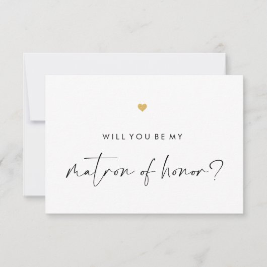 Zal jij mijn matron Script Gold Heart zijn? Kaart (Voorkant)