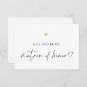 Zal jij mijn matron Script Gold Heart zijn? Kaart (Voorkant / Achterkant)