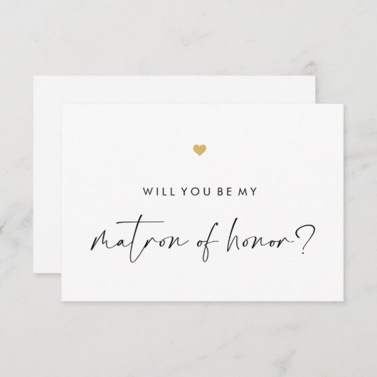 Zal jij mijn matron Script Gold Heart zijn? Kaart (Voorkant / Achterkant)