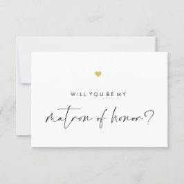 Zal jij mijn matron Script Gold Heart zijn? Kaart