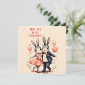 Zal Jij Mijn Valentijn Konijnen Koppel Zijn Kaart (Staand voorkant)
