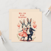 Zal Jij Mijn Valentijn Konijnenkoppel Zijn Kaart (Voorkant / Achterkant in situ)