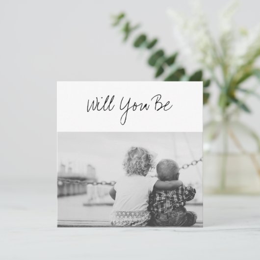 Zal jij onze GodOuders zijn, Baby en foto's siblin Kaart (Staand voorkant)