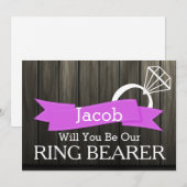 Zal jij onze Ring Bearer Wooden zijn? Kaart (Voorkant / Achterkant)